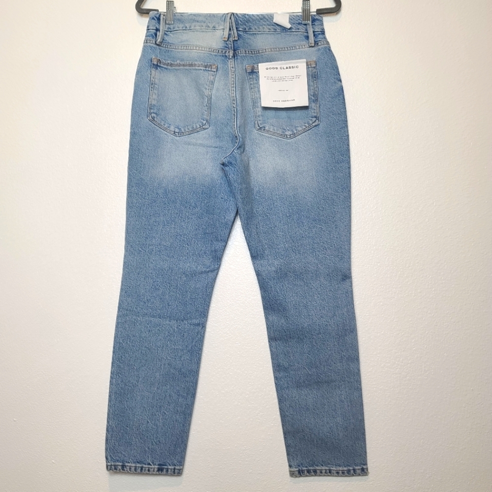 GOOD AMERICAN Good Classic Hi-Rise Distressed Jeans NWT Size 28 - Picture 12 of 12